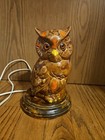 Vtg Owl Night Light Up Eye Figurine Table Lamp Pierced Ceramic Atlantic Mold
