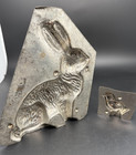 2 Antique One-sided Tin Rabbit Peep Chocolate Molds     Large   Small Confectioner