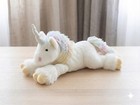 Commonwealth Unicorn White Plush 16  Iridescent Pastel Yarn Mane Stuffed 2001