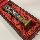 Antique British 19thc Bronze Enamel Cloisonn   Seal Ag With Case Rare
