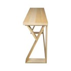 47 In  Flip-top Natural Wood Trestle Table  Convertible Console To Dining Table