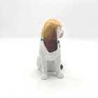 Vintage Staffordshire Spaniel Dog Figurine Blue Bow White Brown 4 Inch