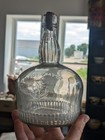 Clear Tiffany Club Embossed Lion Whiskey  Liquor Bottle