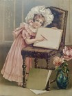 Lot Of 5 Antique Victorian Girl Prints Picture Germany 16   x20   