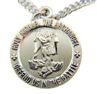 St Michael Us Navy Sterling Silver Saint 15 16  Medal Necklace With Chain