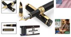 Elegant Stainless Steel Fountain Pen  Medium   Fine Nibs  24 Ink Cartridges I   