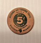 Vintage Mohawk And Taconic Indian Head Wooden Nickel Souvenir Token 5 Cent Value