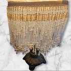 Vintage Style Art Deco Beaded Fringe Table Lamp Glass Shade 12  Tall  works 