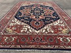 10x14 Blue Wool Rug Handmade Navy Rust Hand-knotted Oriental Heriz Big New Ushak