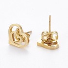 Stainless Steel Set Earring Pendant Necklace Heart Gold 18  P798