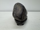 Y10992 Okimono Suiseki Black Viewing Stone Wooden Stand Japan Antique Interior