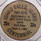 1963 Idaho Falls  Id Centennial Wooden Nickel - Token Idaho