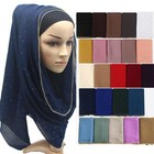 Women Chiffon Scarf Rhinestones Decoration Headscarves Shawl Wrap Muslim Hijab
