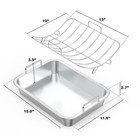 Onlyfire Roasting Pan With U-rack - Stainless Steel Barbecue Bakeware Silver 