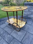 Vtg Italian Marquetry Tea   Bar Cart Wood Serving Drop Leaf  great For Display