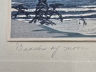 Takahashi Shotei Rakutei Beach By Moon Original Woodblock Print Post-quake