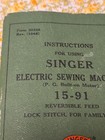 Instruction Manual For  Singer Electric Sewing Machine 15-91 Made In Usa Green