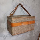 Hartmann Vintage Tweed Leather Train Case Makeup Toile Interior 15  Travel Bag 