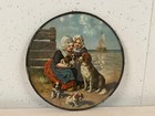 Vintage Antique Victorian Framed Flue Cover W  Children W  Dog   Puppies Belgium