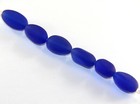 Oval Nugget Pendant Beads  Royal Blue Opal W frosted Matte Finish 6 Pieces