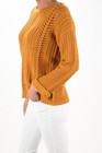 Yemak Women s Long Sleeve Crochet Knitted Sweater Top With Rolled Cuffs Hb2052