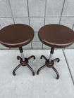 Pair Of Vintage Steel Ajusto Up Down Swivel Industrial Bar Stools - Lots Of Wear