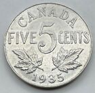 1935 Canada Five Cent Coin - 5c - Canadian Nickel - 5 Cents - Free Shipping