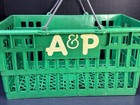 A p Grocery Store Shopping Cart Basket Green Plastic Authentic Original Vintage