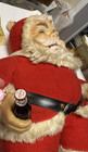 Vintage Old Rushton Stuffed Rubber Face Coca Cola 15  Santa Claus W Coke Bottle