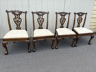 67023  Set Of 4 Mahogany Henredon Chippendale Dining Side Chairs