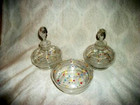 Cottagecore Art Deco Czech Crystal Vanity Set Dots Squiggles 1920 Perfume Powder