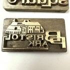 Vintage Lot Of 6 Large Brass Print Blocks Stamps Leather Work Shoe Manufacturing