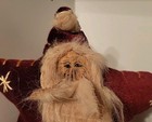 Vtg Handmade Primitive Star Santa Claus Stuffed Folk Art Old World Decor Read 
