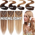 Blonde Russian Remy Clip In 100  Human Hair Extensions Full Head Real 8 Pieces