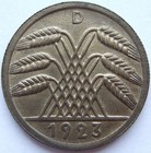 Coin Weimar Republic 50 Rentenpfennig 1923 D In Uncirculated