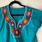 Vintage Handmade Boho Mexican Embroidered Tunic Top Floral Festival Blouse M