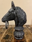 Vintage Cast Aluminum Horse Head Ornate Hitching Post Equestrian Farmhouse 