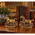 Vintage Gold Tone Metal Horse Bookends Set Equestrian Library Decor Pair
