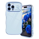 For Iphone 14 Pro Case Girls Women Cute Curly Wave Frame Case With Love Heart 