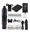Complete Professional Tattoo Kit Rotary Machine Pen Inks Power Supply 10 Needle