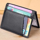 Mens Wallet Front Pocket Slim Wallet Genuine Leather Id Holder Card Case Bifold