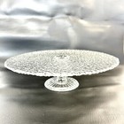 Vtg Lg Pebble Glass Cake Dessert Plate Stand 11 1 2  Round On Pedestal Evc A 