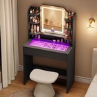 Makeup Vanity Desk With Led Mirror  Rgb Lights  Glass Top  Storage   Colors