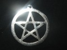 Large Silver 40mm Pagan Pentagram Wiccan 5 Pointed Star  Pendant Charm Necklace