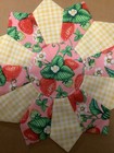 Handmade Quilted 12    Strawberries   Plaid Farmhouse Table Topper  Candle Mat new