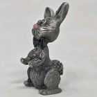 Vintage Adorable Miniature Pewter Figurine Bunny Rabbit With Bowtie Easter 1981