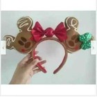 Disney Parks 2021 Minnie Mickey Gingerbread Christmas Ears Headband New
