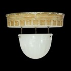 1910s Brascolite Milk Glass Dish Theater Semi Flush Mount Light