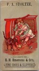 F a  Stoltze Agent E h  Emmersons   Co Fine Shoes Slippers Victorian Trade Card