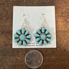 Native American Navajo Indian Cluster Dangle Turquoise Earrings 10 Stunning Zuni